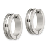 Stainless Steel Hoop Earrings with Matte Edge and Polished Center Groove