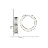 Stainless Steel Hoop Earrings with Matte Edge and Polished Center Groove