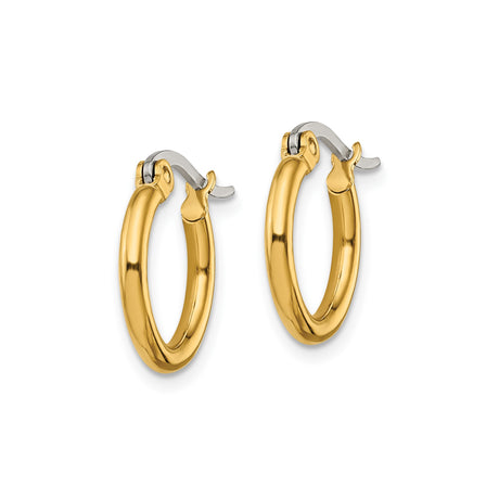 Stainless Steel Hoop Earrings, Gold Tone Polished Finish, Minimalist Unisex Design