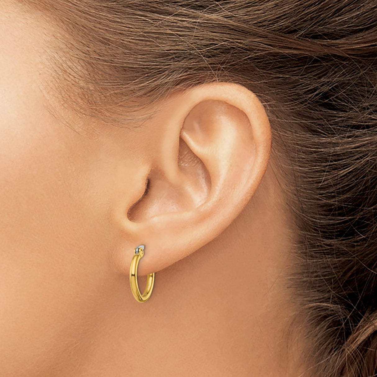 Stainless Steel Hoop Earrings, Gold Tone Polished Finish, Minimalist Unisex Design