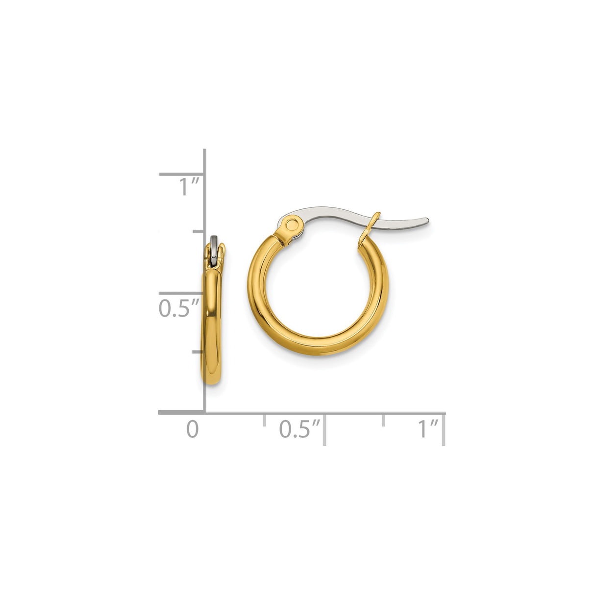 Stainless Steel Hoop Earrings, Gold Tone Polished Finish, Minimalist Unisex Design