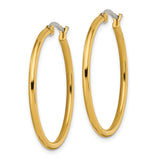 Stainless Steel Hoop Earrings, Gold Tone Polished Medium Round Minimalist Style
