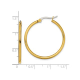 Stainless Steel Hoop Earrings, Gold Tone Polished Medium Round Minimalist Style