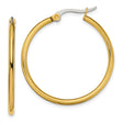 Stainless Steel Hoop Earrings, Gold Tone Polished Medium Round Minimalist Style