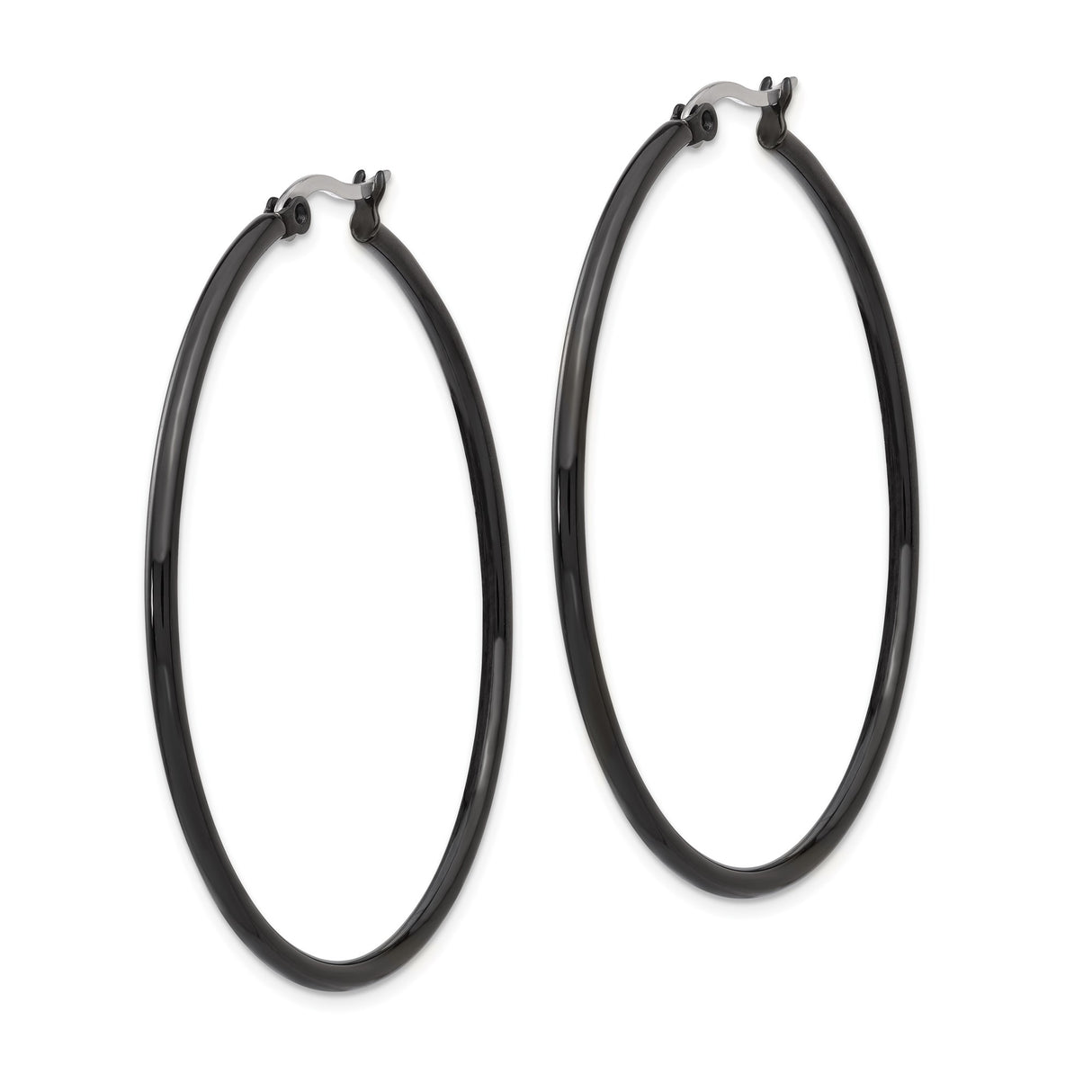 316 Stainless Steel Hoop Earrings, Polished Minimalist Black Medium Hoops for Women