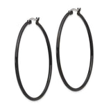 316 Stainless Steel Hoop Earrings, Polished Minimalist Black Medium Hoops for Women