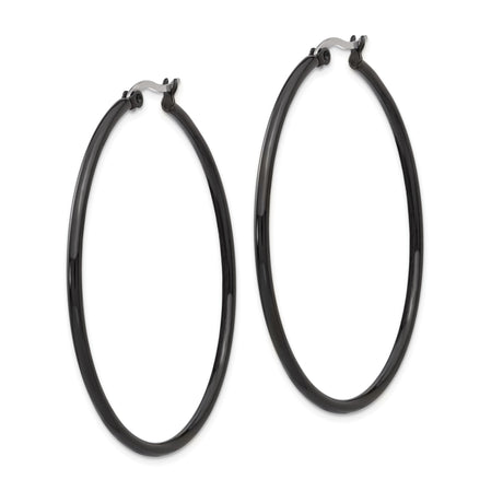 316 Stainless Steel Hoop Earrings, Polished Minimalist Black Medium Hoops for Women