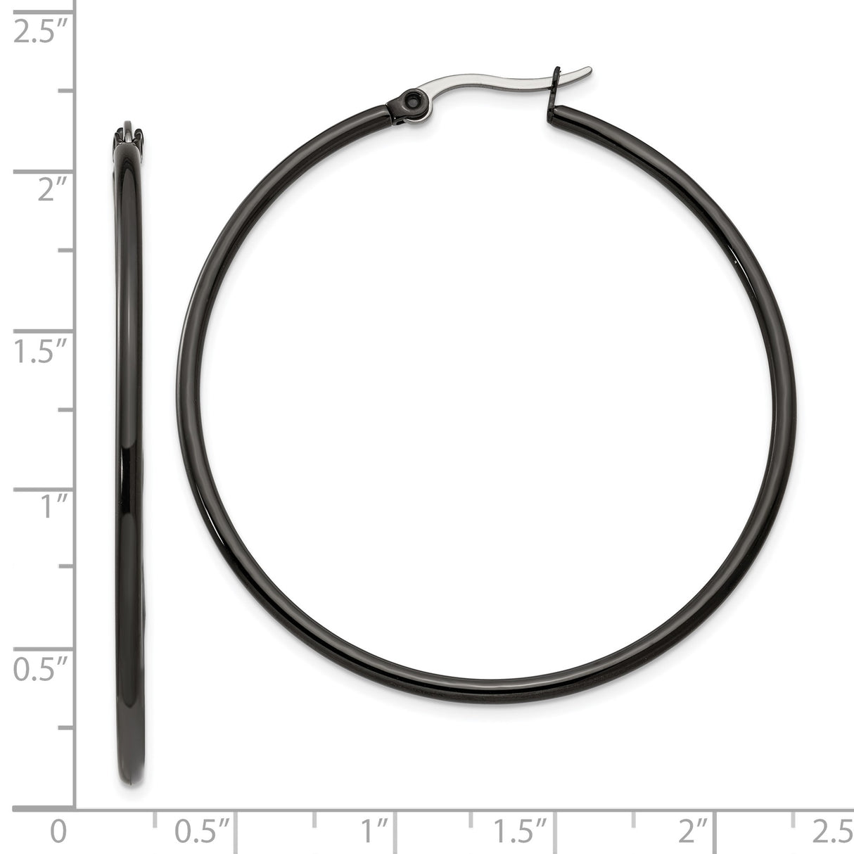 316 Stainless Steel Hoop Earrings, Polished Minimalist Black Medium Hoops for Women