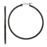 316 Stainless Steel Hoop Earrings, Polished Minimalist Black Medium Hoops for Women