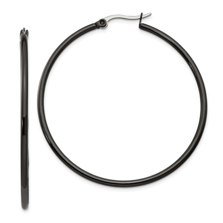 316 Stainless Steel Hoop Earrings, Polished Minimalist Black Medium Hoops for Women