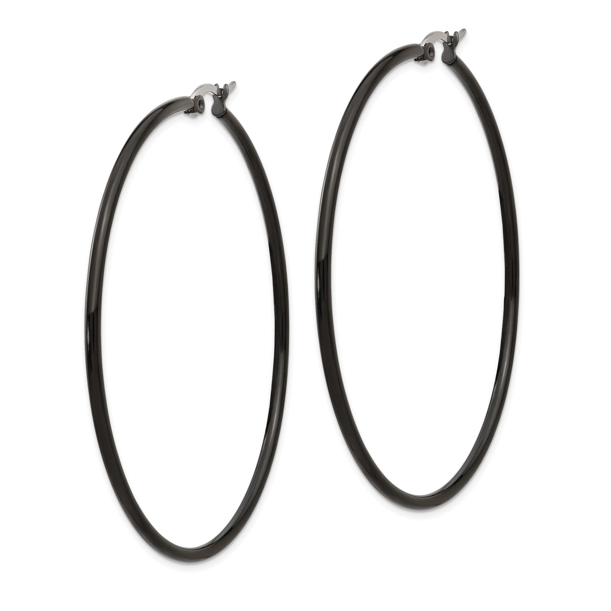 Stainless Steel Hoop Earrings, Minimalist Matte Black, Unisex Lightweight Modern Design