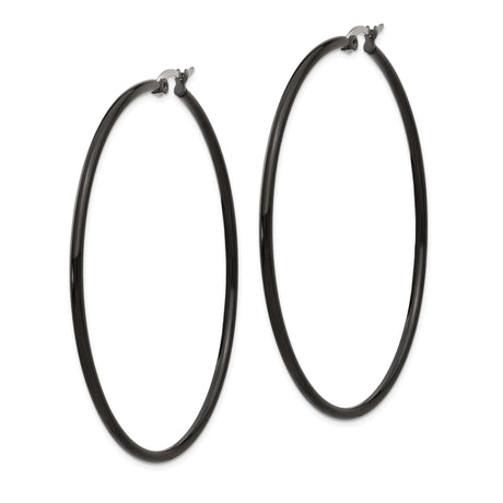 Stainless Steel Hoop Earrings, Minimalist Matte Black, Unisex Lightweight Modern Design