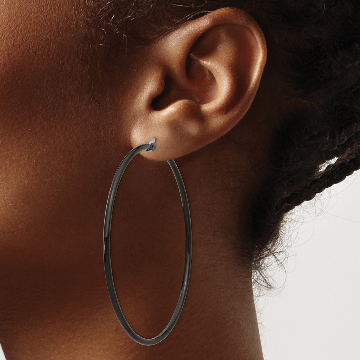 Stainless Steel Hoop Earrings, Minimalist Matte Black, Unisex Lightweight Modern Design