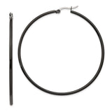 Stainless Steel Hoop Earrings, Minimalist Matte Black, Unisex Lightweight Modern Design