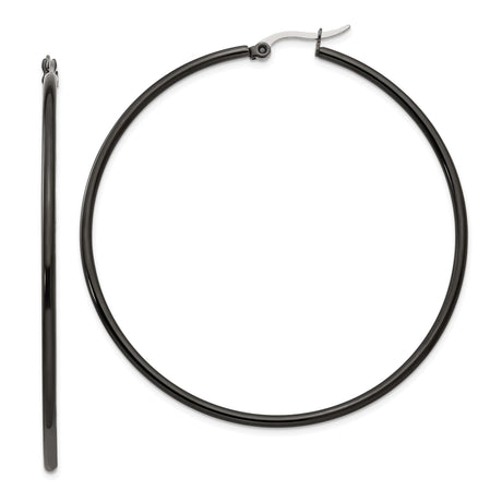 Stainless Steel Hoop Earrings, Minimalist Matte Black, Unisex Lightweight Modern Design