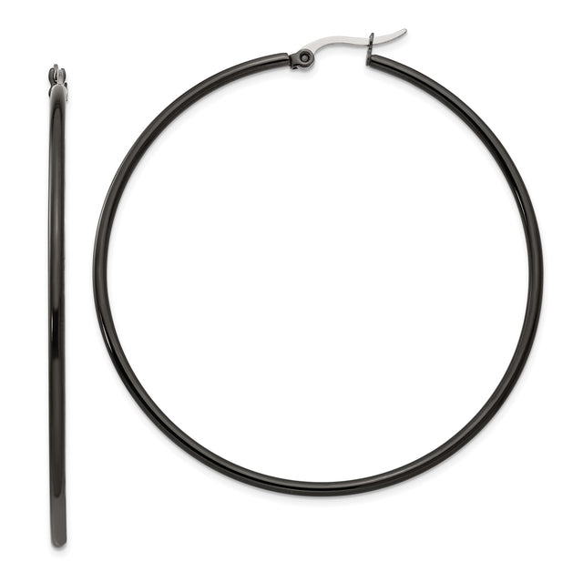Stainless Steel Hoop Earrings, Minimalist Matte Black, Unisex Lightweight Modern Design
