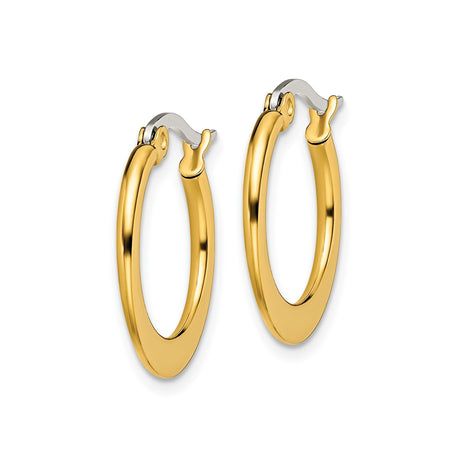 Stainless Steel Hoop Earrings, Gold Tone Tapered Minimalist Design for Women