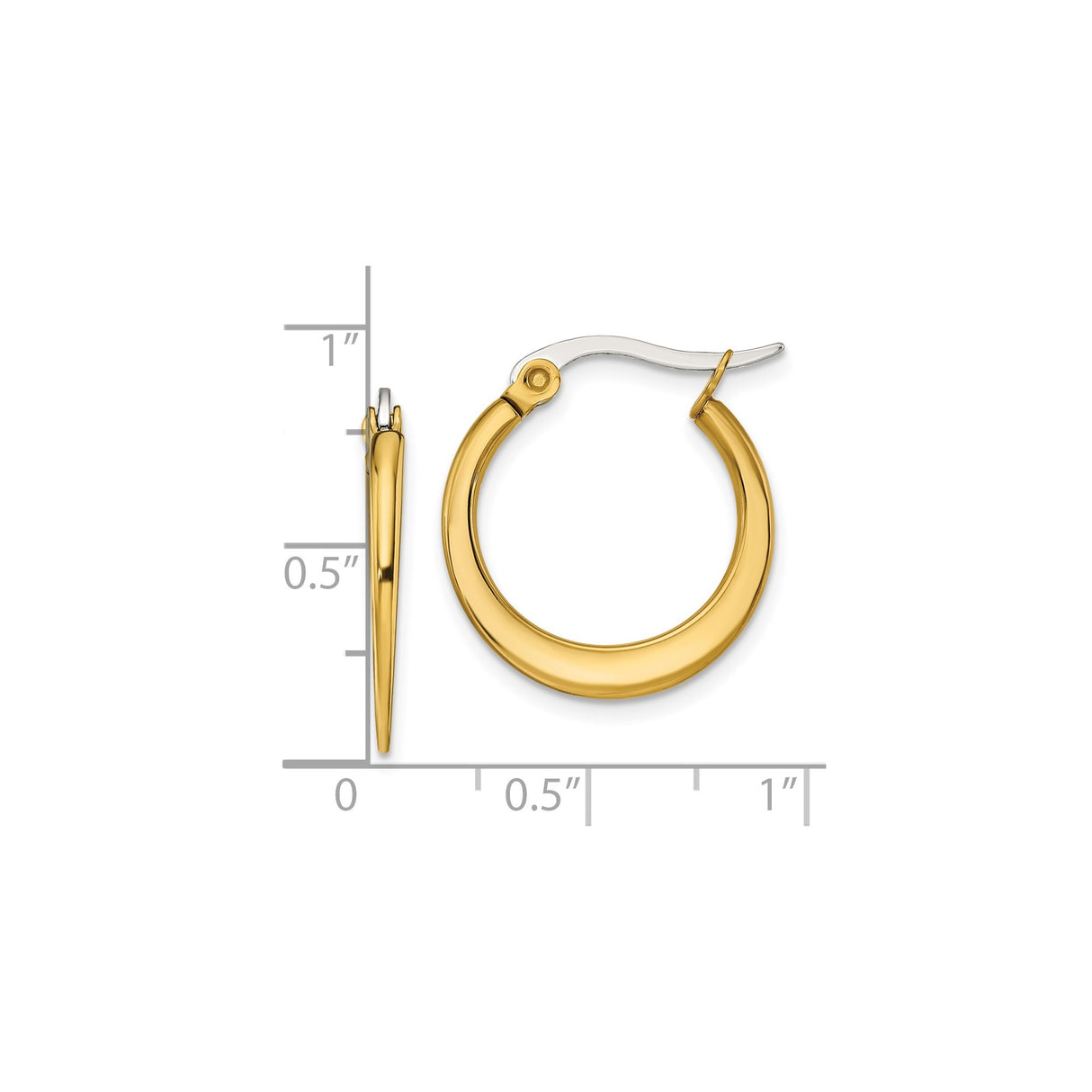 Stainless Steel Hoop Earrings, Gold Tone Tapered Minimalist Design for Women