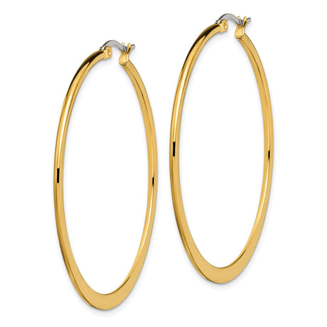 Stainless Steel Hoop Earrings, Gold Tone Polished Finish, Classic Round Minimalist Design