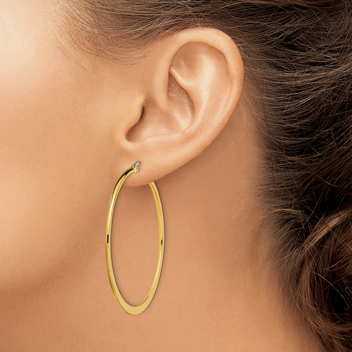 Stainless Steel Hoop Earrings, Gold Tone Polished Finish, Classic Round Minimalist Design