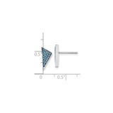 Stainless Steel Triangle Stud Earrings with Light Blue Crystals, Modern Minimalist Design