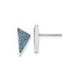 Stainless Steel Triangle Stud Earrings with Light Blue Crystals, Modern Minimalist Design