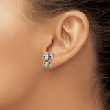 Stainless Steel Stud Earrings with Cubic Zirconia, Fleur de Lis Design, European Style