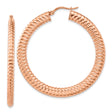 Stainless Steel Hoop Earrings, Rose Gold-Tone Coiled Ribbed Design, Bold Hollow Style for Women