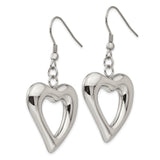 316 Stainless Steel Dangle Earrings with Asymmetrical Open Heart and Drop Charms