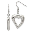 316 Stainless Steel Dangle Earrings with Asymmetrical Open Heart and Drop Charms