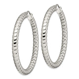 Stainless Steel Hoop Earrings with Polished Ribbed Design, Modern Textured Style for Women