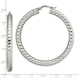 Stainless Steel Hoop Earrings with Polished Ribbed Design, Modern Textured Style for Women