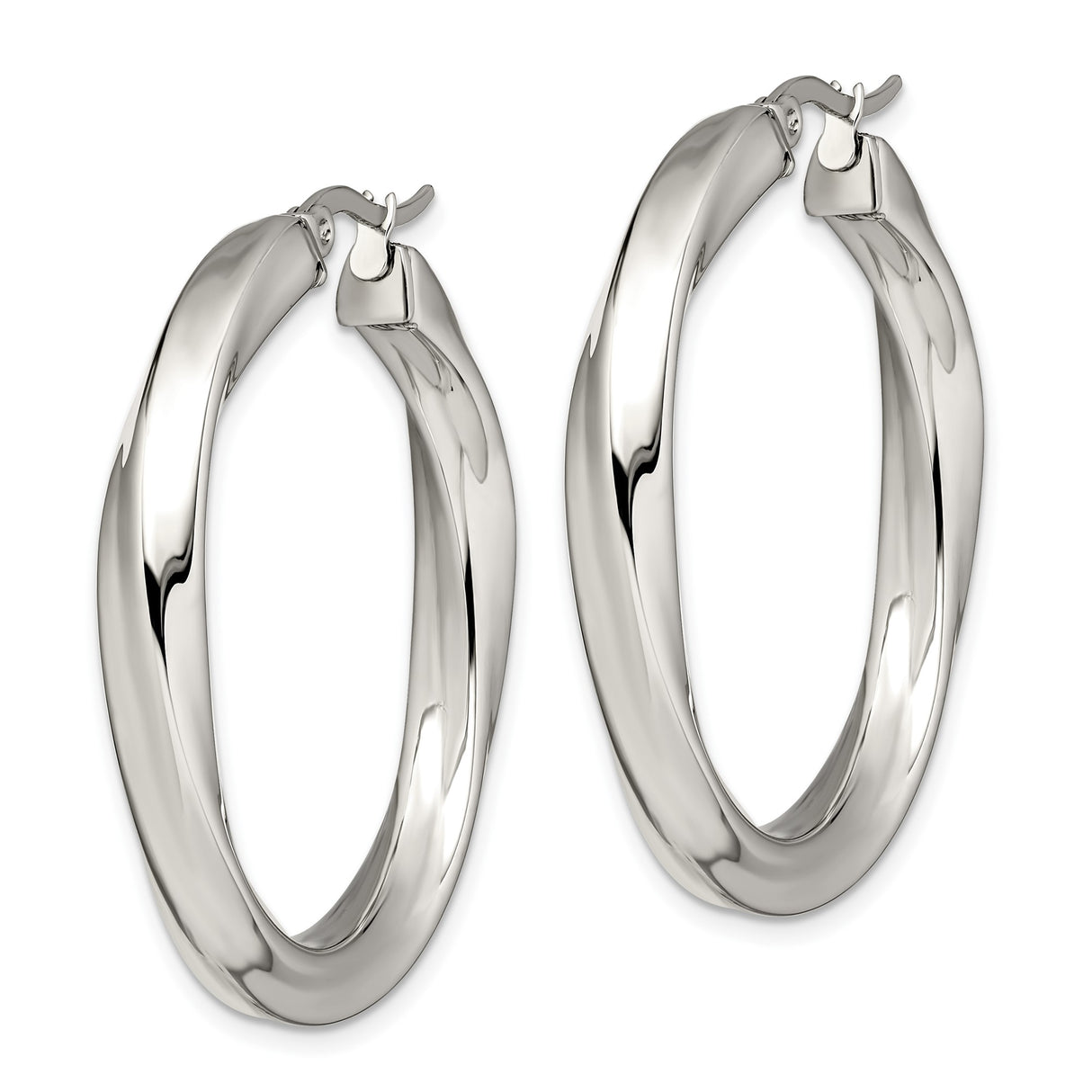 Stainless Steel Twisted Hoop Earrings, Lightweight Curved Design, High Polish Finish for Women