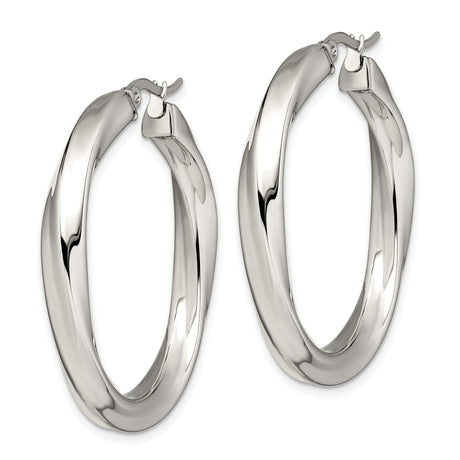 Stainless Steel Twisted Hoop Earrings, Lightweight Curved Design, High Polish Finish for Women
