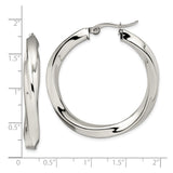 Stainless Steel Twisted Hoop Earrings, Lightweight Curved Design, High Polish Finish for Women