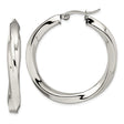 Stainless Steel Twisted Hoop Earrings, Lightweight Curved Design, High Polish Finish for Women