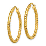 Stainless Steel Hoop Earrings, Twisted Rope Design with Yellow Tone Finish