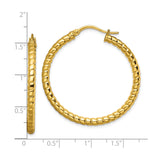 Stainless Steel Hoop Earrings, Twisted Rope Design with Yellow Tone Finish
