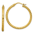 Stainless Steel Hoop Earrings, Twisted Rope Design with Yellow Tone Finish