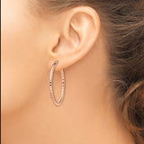 Stainless Steel Hoop Earrings, Rose Gold Tone Twisted Ribbed, Lightweight Modern Style