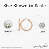Stainless Steel Hoop Earrings, Rose Gold Tone Twisted Ribbed, Lightweight Modern Style