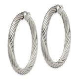 Stainless Steel Twisted Hoop Earrings, Large Rope Design with Polished Finish