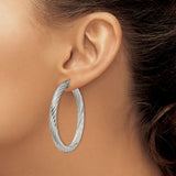 Stainless Steel Twisted Hoop Earrings, Large Rope Design with Polished Finish