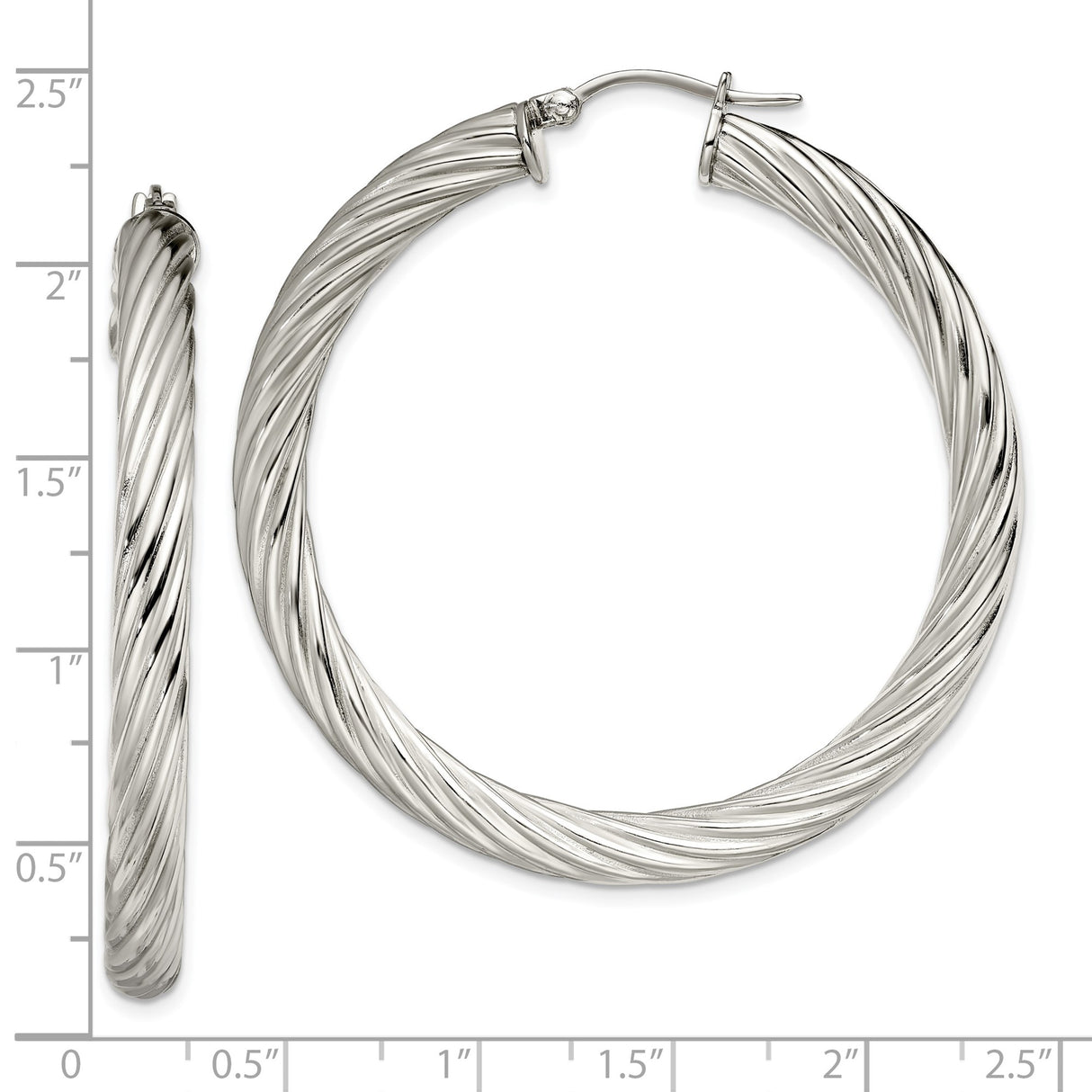 Stainless Steel Twisted Hoop Earrings, Large Rope Design with Polished Finish