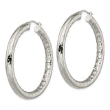Stainless Steel Hoop Earrings with Etched Circular Design, Hypoallergenic Lightweight Style