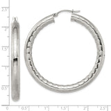 Stainless Steel Hoop Earrings with Etched Circular Design, Hypoallergenic Lightweight Style