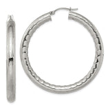 Stainless Steel Hoop Earrings with Etched Circular Design, Hypoallergenic Lightweight Style