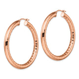 Stainless Steel Hoop Earrings with Rose Gold Bamboo Texture and Polished Finish