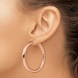 Stainless Steel Hoop Earrings with Rose Gold Bamboo Texture and Polished Finish