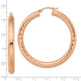 Stainless Steel Hoop Earrings with Rose Gold Bamboo Texture and Polished Finish